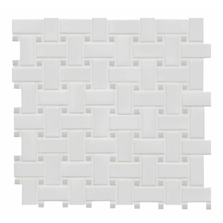 MSI White And Gray Matte SAMPLE Basketweave Porcelain Mosaic Tile ZOR-MD-0413-SAM